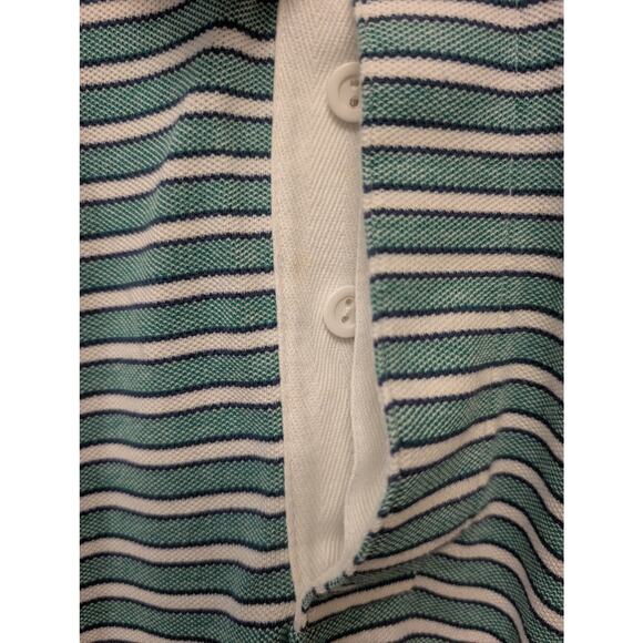 Vintage Eddie Bauer Polo Shirt Striped Cotton Denim Collar Y2K Preppy - Picture 4 of 4
